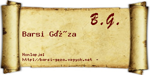 Barsi Géza névjegykártya